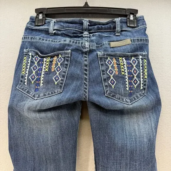Cowgirl Tuff Jeans Women's 24x33 (0) Blue Aztec Mustang Boot Cut Embroidered - Picture 3 of 16